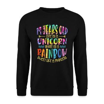 19 Jahre Alt Niedlich Wie Ein Einhorn Hell Wie - Unisex Pullover - Schwarz - Vorne - Alina (178cm) & Michal (187cm)