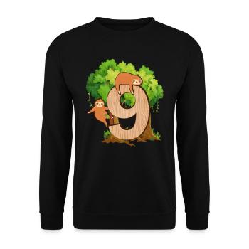 9ème anniversaire | | d’anniversaire de paresseux Paresse - Sweat-shirt Unisexe - noir - Devant - Alina (178cm) & Michal (187cm)