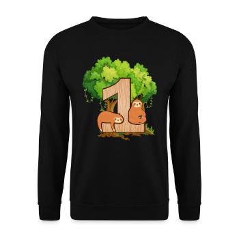 1er anniversaire | | d’anniversaire de paresseux Paresse - Sweat-shirt Unisexe - noir - Devant - Alina (178cm) & Michal (187cm)