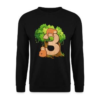 3ème anniversaire | | d’anniversaire de paresseux Paresse - Sweat-shirt Unisexe - noir - Devant - Alina (178cm) & Michal (187cm)