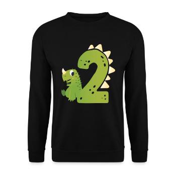 2ème anniversaire | | d’anniversaire de dinosaure - Sweat-shirt Unisexe - noir - Devant - Alina (178cm) & Michal (187cm)