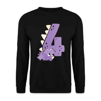 4ème anniversaire | | d’anniversaire de dinosaure - Sweat-shirt Unisexe - noir - Devant - Alina (178cm) & Michal (187cm)