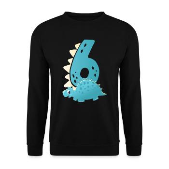 6ème anniversaire | | d’anniversaire de dinosaure - Sweat-shirt Unisexe - noir - Devant - Alina (178cm) & Michal (187cm)