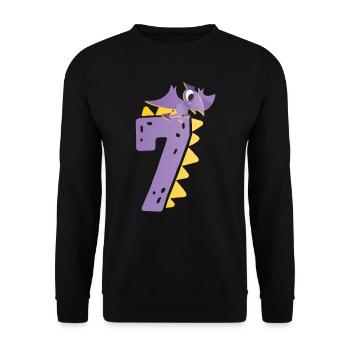 7e anniversaire | | d’anniversaire de dinosaure - Sweat-shirt Unisexe - noir - Devant - Alina (178cm) & Michal (187cm)