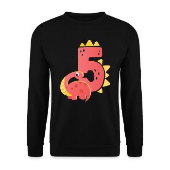 5ème anniversaire | | d’anniversaire de dinosaure - Sweat-shirt Unisexe - noir - Devant - Alina (178cm) & Michal (187cm)
