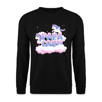 Papa Corn | Unicorn Birthday | Unicorn Theme | - Unisex Sweatshirt - black - Front - Alina (178cm) & Michal (187cm)
