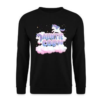 Aunt Mais | Unicorn Birthday | Unicorn Theme | - Unisex Sweatshirt - black - Front - Alina (178cm) & Michal (187cm)