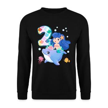 2nd Birthday | Mermaid Birthday | - Unisex Sweatshirt - black - Front - Alina (178cm) & Michal (187cm)