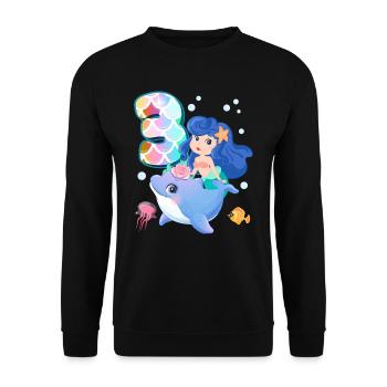 3ème anniversaire | | anniversaire de sirène - Sweat-shirt Unisexe - noir - Devant - Alina (178cm) & Michal (187cm)