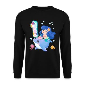 1st Birthday | Mermaid Birthday | - Unisex Sweatshirt - black - Front - Alina (178cm) & Michal (187cm)