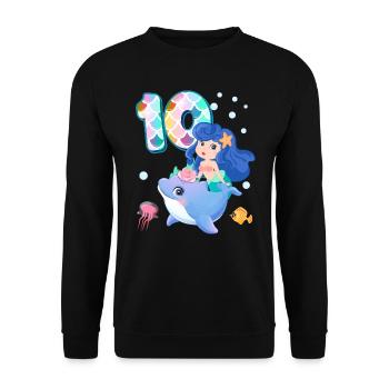 10th birthday | Mermaid Birthday | - Unisex Sweatshirt - black - Front - Alina (178cm) & Michal (187cm)
