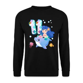 11th Birthday | Mermaid Birthday | - Unisex Sweatshirt - black - Front - Alina (178cm) & Michal (187cm)