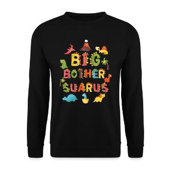 Brother Saurus | Dinosaur Birthday | - Unisex Sweatshirt - black - Front - Alina (178cm) & Michal (187cm)