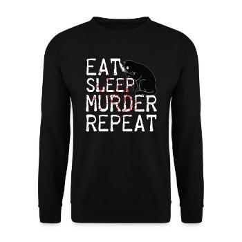 Eat Sleep Murder Repeat Scary Cat Horror Costume - Unisex Sweatshirt - black - Front - Alina (178cm) & Michal (187cm)