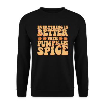Tout va mieux avec pumpkin spice Halloween Party - Sweat-shirt Unisexe - noir - Devant - Alina (178cm) & Michal (187cm)