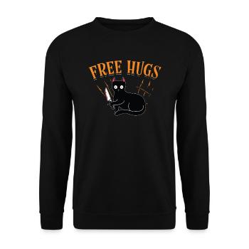 Câlins gratuits, chat d’horreur effrayant avec - Sweat-shirt Unisexe - noir - Devant - Alina (178cm) & Michal (187cm)