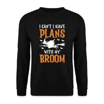I Can't I Have Plans With My Broom - Unisex Sweatshirt - black - Front - Alina (178cm) & Michal (187cm)