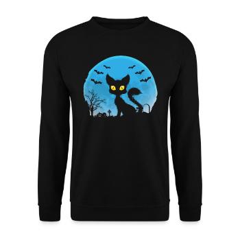 Spooky Shadow Pussycat Halloween Kostüm Party - Unisex Pullover - Schwarz - Vorne - Alina (178cm) & Michal (187cm)