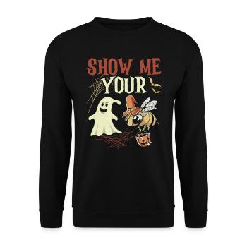 Show Me Your Ghost Bee Halloween Costume - Unisex Sweatshirt - black - Front - Alina (178cm) & Michal (187cm)