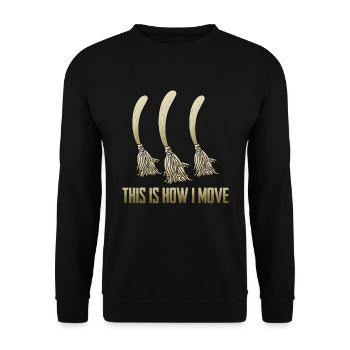 How To Move Magician Broomsticks Halloween Party - Unisex Sweatshirt - black - Front - Alina (178cm) & Michal (187cm)