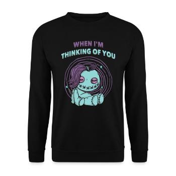 Quand je pense à toi Poupée vaudou Halloween - Sweat-shirt Unisexe - noir - Devant - Alina (178cm) & Michal (187cm)