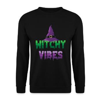 Witchy Vibes Wizard Witch Hat Halloween Costume - Unisex Sweatshirt - black - Front - Alina (178cm) & Michal (187cm)