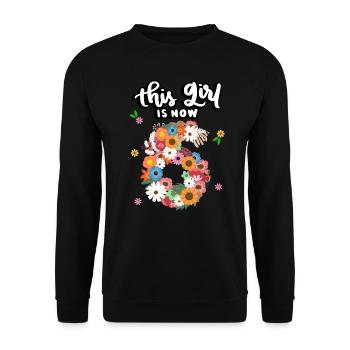 Cette fille est maintenant 6 fleurs colorées 6. - Sweat-shirt Unisexe - noir - Devant - Alina (178cm) & Michal (187cm)