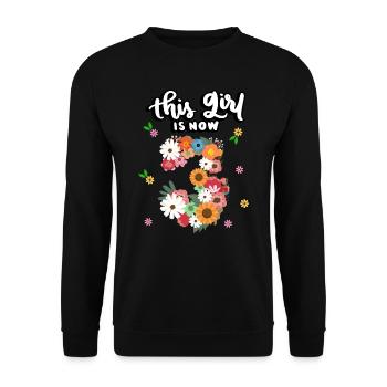 Cette fille est maintenant 3 fleurs colorées 3. - Sweat-shirt Unisexe - noir - Devant - Alina (178cm) & Michal (187cm)