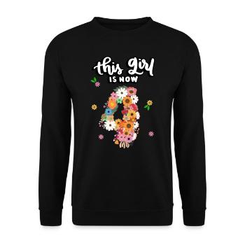 Cette fille est maintenant 4 fleurs colorées 4. - Sweat-shirt Unisexe - noir - Devant - Alina (178cm) & Michal (187cm)
