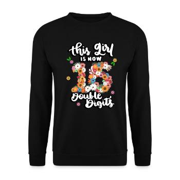Cette fille est maintenant 16 à deux chiffres floral - Sweat-shirt Unisexe - noir - Devant - Alina (178cm) & Michal (187cm)