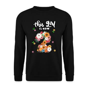 Cette fille est maintenant 2 fleurs colorées 2. - Sweat-shirt Unisexe - noir - Devant - Alina (178cm) & Michal (187cm)