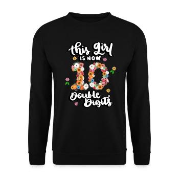 Dieses Mädchen Ist Jetzt 10 Double Digits Floral - Unisex Pullover - Schwarz - Vorne - Alina (178cm) & Michal (187cm)