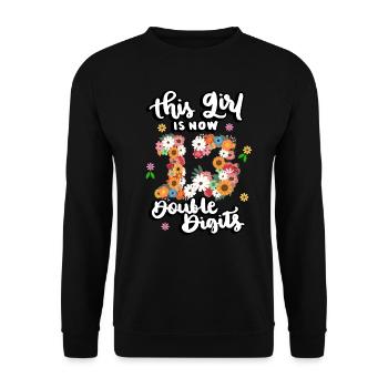 Dieses Mädchen Ist Jetzt 13 Double Digits Floral - Unisex Pullover - Schwarz - Vorne - Alina (178cm) & Michal (187cm)