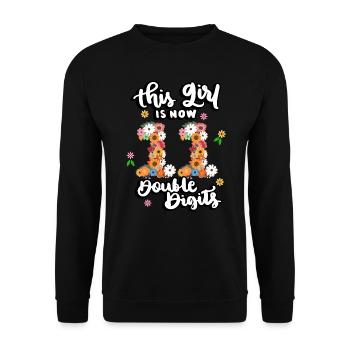 Cette fille a maintenant 11 ans, floral à deux chiffres - Sweat-shirt Unisexe - noir - Devant - Alina (178cm) & Michal (187cm)