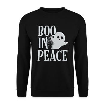 Boo In Peace Scary Horror Specter Ghost Halloween - Unisex Sweatshirt - black - Front - Alina (178cm) & Michal (187cm)