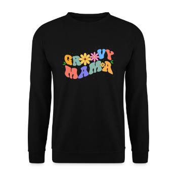 Groovy Mama Bloom Floral Theme Colorful Leisure - Unisex Sweatshirt - black - Front - Alina (178cm) & Michal (187cm)
