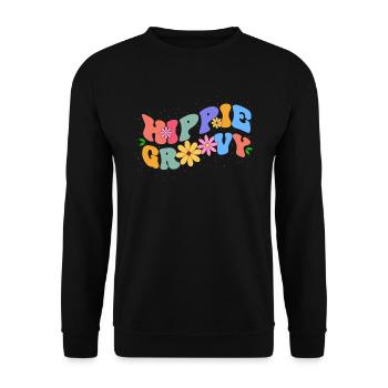 Hippie Groovy Bloom Floral Theme Colorful Leisure - Unisex Sweatshirt - black - Front - Alina (178cm) & Michal (187cm)