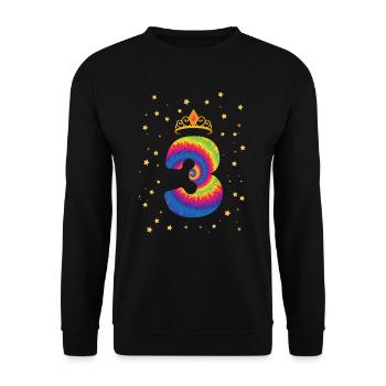 3rd birthday Krone | Tie Dye Themed Birthday | - Unisex Sweatshirt - black - Front - Alina (178cm) & Michal (187cm)