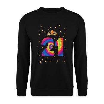 21st birthday Krone | Tie Dye Themed Birthday - Unisex Sweatshirt - black - Front - Alina (178cm) & Michal (187cm)