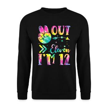 Peace Out Eleven I'm 12 | Tie Dye Themed - Unisex Sweatshirt - black - Front - Alina (178cm) & Michal (187cm)