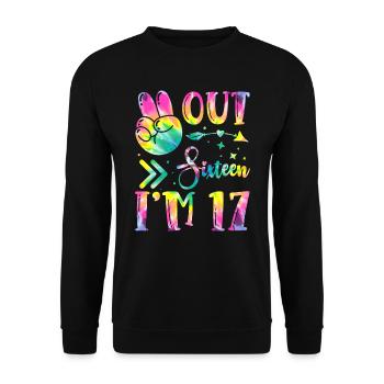 Frieden Aus Sechzehn Ich Bin 17 | Krawatte Färben - Unisex Pullover - Schwarz - Vorne - Alina (178cm) & Michal (187cm)