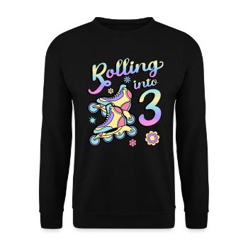 Rolling Into 3 Roller Skaters Skates 3rd year - Unisex Sweatshirt - black - Front - Alina (178cm) & Michal (187cm)