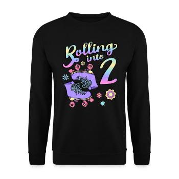 Rouler dans 2 Roller Skaters Floral 2ème année - Sweat-shirt Unisexe - noir - Devant - Alina (178cm) & Michal (187cm)