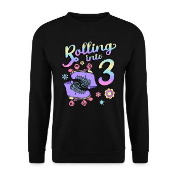 Rolling Into 3 Roller Skaters Floral 3rd Year - Unisex Sweatshirt - black - Front - Alina (178cm) & Michal (187cm)
