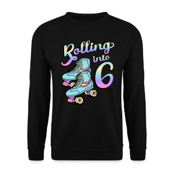 Rolling Into 6 Roller Skaters Skates 6th Anniversary - Unisex Sweatshirt - black - Front - Alina (178cm) & Michal (187cm)