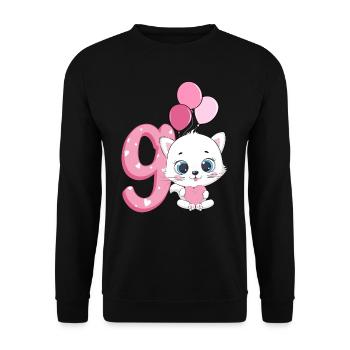 9th Birthday Kitten | Cat Birthday Shirt | - Unisex Sweatshirt - black - Front - Alina (178cm) & Michal (187cm)