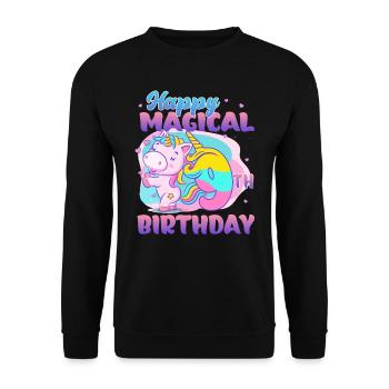 Alles Gute Zum 9. Geburtstag Einhorn Pony - Unisex Pullover - Schwarz - Vorne - Alina (178cm) & Michal (187cm)