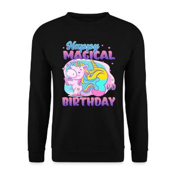 Joyeux 3ème anniversaire Licorne - Sweat-shirt Unisexe - noir - Devant - Alina (178cm) & Michal (187cm)