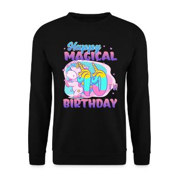 Alles Gute Zum 10. Geburtstag Einhorn Pony - Unisex Pullover - Schwarz - Vorne - Alina (178cm) & Michal (187cm)