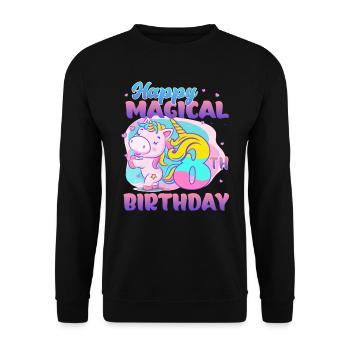 Alles Gute Zum 8. Geburtstag Einhorn Pony - Unisex Pullover - Schwarz - Vorne - Alina (178cm) & Michal (187cm)